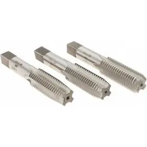 Value Collection 3-Pc Right Hand Tap Set, 7/8-9 UNC Threads, 4 Flute, High-Speed Steel, Bright Finish, 4-11/16" OAL, MSC-