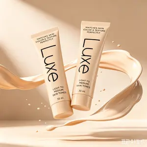NEW Luxe Color Changing Foundation – Light & Medium – Skin Tone Matching Formula, Buildable Light-to-Medium & Dark-to-Dark Coverage, 12 Hour Long Wear, Natural Dewy Radiant Finish, Flawless Makeup Concealer