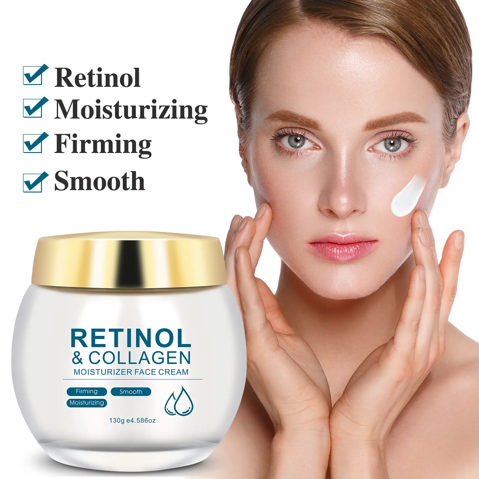 AOAO Retinol & Collagen Anti-Aging Face Cream - 2-in-1 Formula Regular Edition Single Item, Nourishing Moisturizer for Daily Care, Smooth Skin Repair & Firming, Suitable for All Skin Types, 130g
