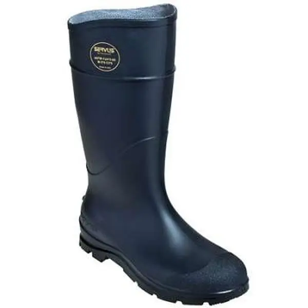 ins Men's 16-in Black PVC Work Boots - USA-Made, Waterproof, Closed-Toe with Steel Shank and Slip-Resistant Trac10 Sole, Equestrian, Rugged Style, Plain, Durable, Food Processing, Foot Form Insole