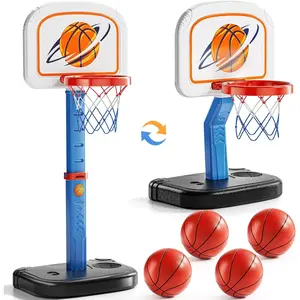Toddler Basketball Hoop Indoor, Adjustable Kids Basketball Hoop, Poolside Basketball Goal with 4 Balls & Pump for Kids Outdoor Toys, Christmas Birthday Gift for Boys Girls Kids Age 3 4 5 6 7 8