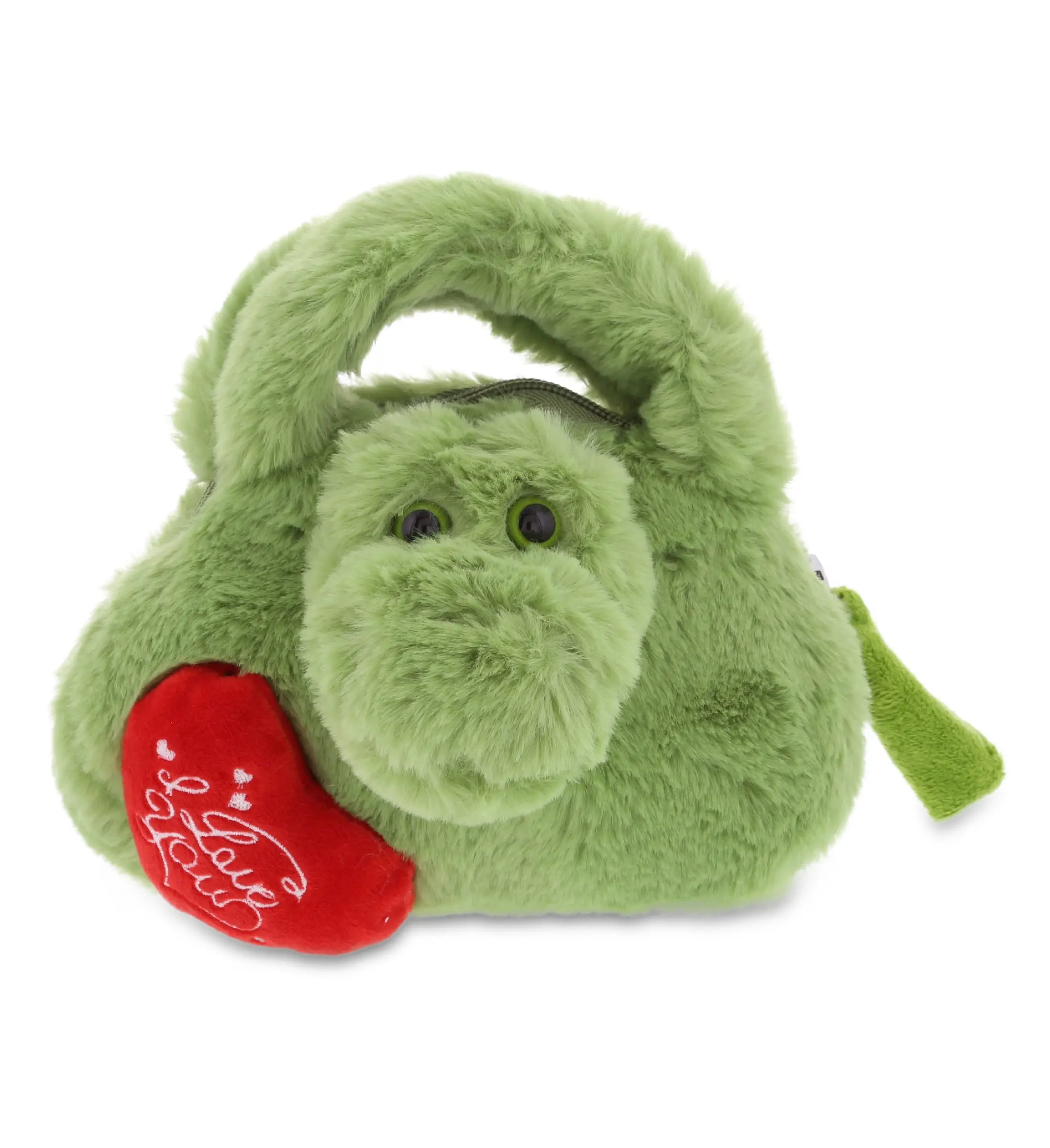 Women's Super-Soft Plush Handbag, I Love You Red Heart Design, Alligator Accent - Handbags for Women, Casual Use, Anniversaries Gift, Cold Wash Compatible, Animals/Insects/Dinosaurs Themed, Customized Message