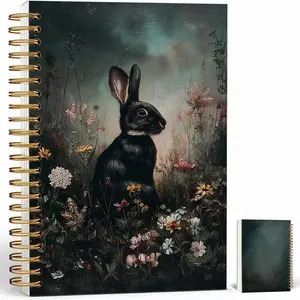 Journaling Notebooks for Women, William Morris Abstract Floral Notebook -  Fox Notebook Journal Gifts, Lined Paper, A5 Spiral Journal Notebook Office Supplies Gifts for Women Birthday Christmas (Black-)