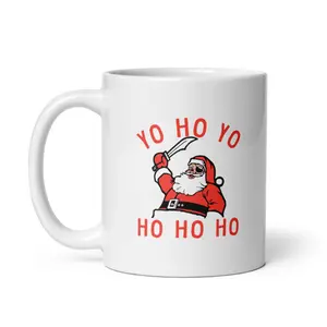 Yo Ho Yo Mug Funny Xmas Party Santa Pirate Joke Cup - 11oz Funny Coffee Mugs Ceramic Printed Drinkware Cup