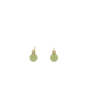 Esther — Green Jade and Zircon Stud Earrings
