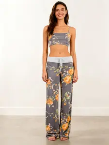 Women's new floral printed pants soft comfortable elastic pants casual pants sleeping pants Pajamas S-XXL