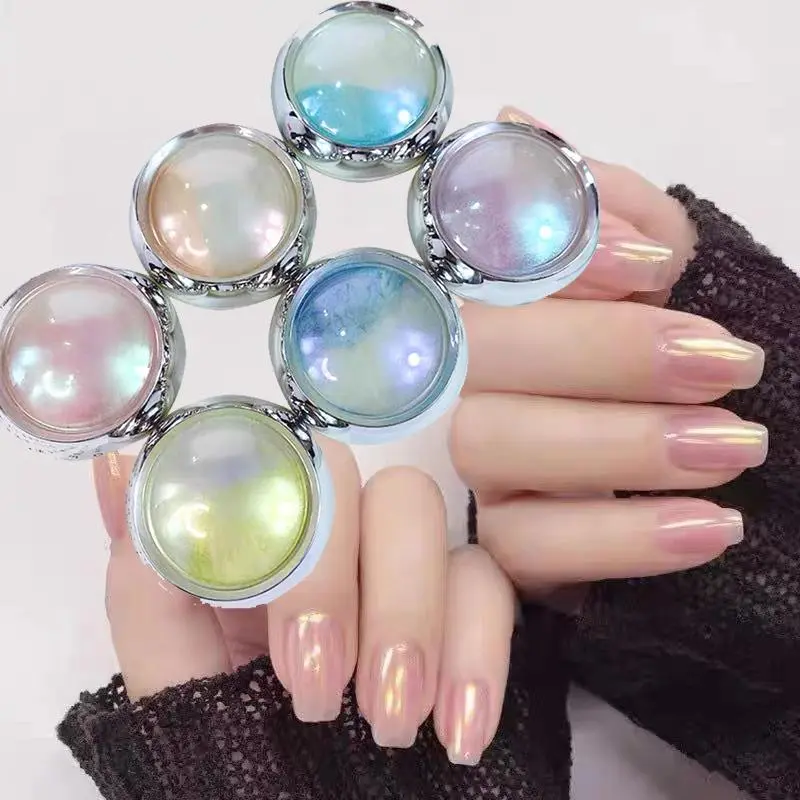 6pcs Chrome Nails Powder Aurora Iridescent Powder Pigment for Nails, Opal Pearl Mica Powders Sunset Chameleon Chrome Nail Powder