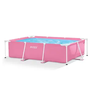 Intex 84 Inch x 23.62 Inch Outdoor Rectangular Frame Above Ground Swimming Pool