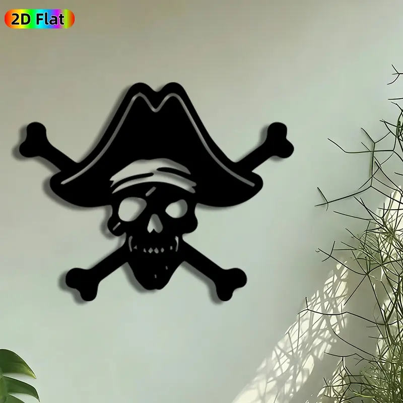 1pc Pirate Skull & Crossbones Metal Wall Art, Jolly Roger Statue Mural, Artistic Metalwork, Intricate Craftsmanship, Perfect for Halloween, Pirate Party Decor, Perfect for Game Room Patio Wall Bar Decor, Ideal Gift for Nautical Theme Enthusiasts.