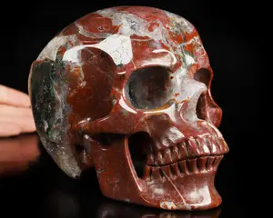 Skullis Crystal Skull, Lifesized Super Realistic  6.0" Indian Agate Hand Carved Gemstone Skull, Hand Carved Crystal Skull, Crystal HealingFine Art Sculpture,Gift