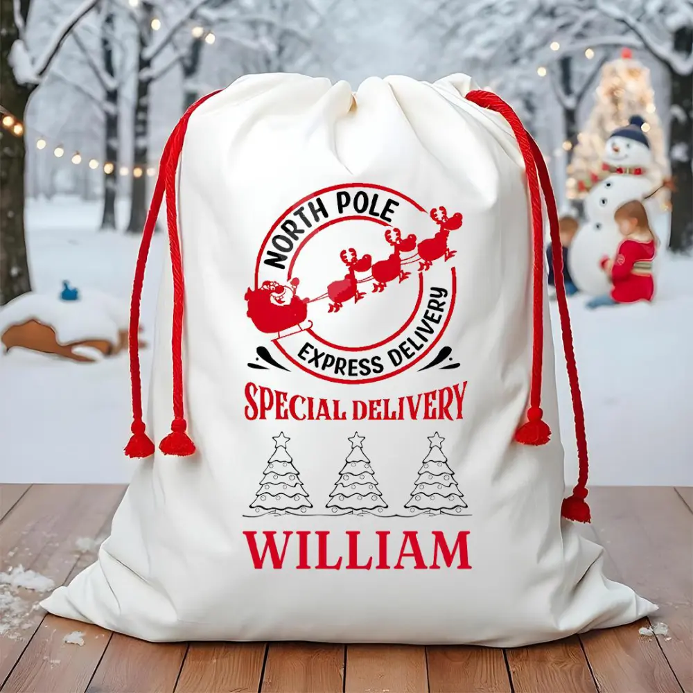 Personalized Santa Sack: North Pole Express Special Delivery Gift Bag
