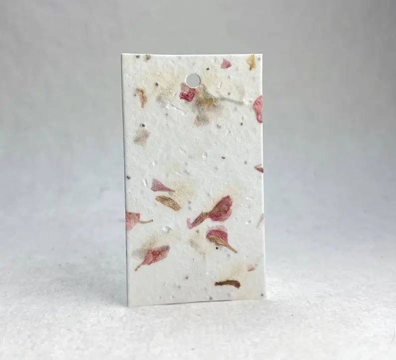 Bulk Set of 96 Handmade Seed Paper with Petals and Wildflower Seeds - 3.5" x 2" Hang Tag - Pick your paper