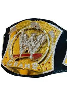 World Heavyweight Wrestling Spinner Championship Belt Replica Adult Size 4MM Rhinestone Decorated Belt