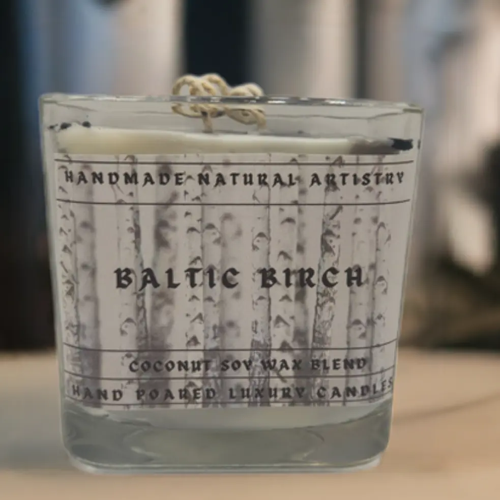 Baltic Birch Cube Candle | 11 oz | Earthy Wood Scent | HNA Candle Boutique