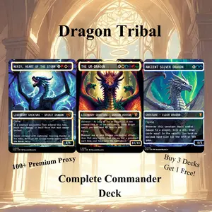 Dragon Tribal Pixel Art 100-Card EDH Style Proxy Deck with Tokens - Custom Trading Card Set