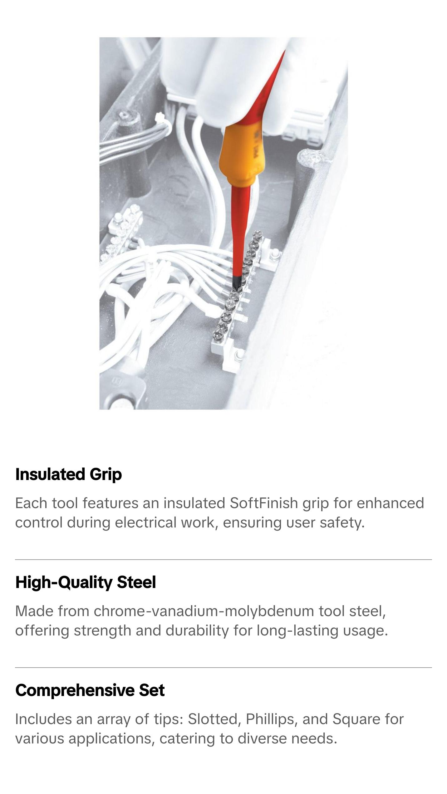 Wiha Tools 32087 Insulated Screwdriver Set, 7 Pieces