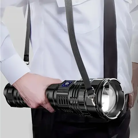 Rechargeable LED Handheld Flashlight - Ultra-Bright Beam, Adjustable Focus, Floodlight Mode, 5 Lighting Modes, USB Rechargeable, Reverse Charging, Aluminum Alloy Body, Portable EDC LED Light for Camping, Hiking