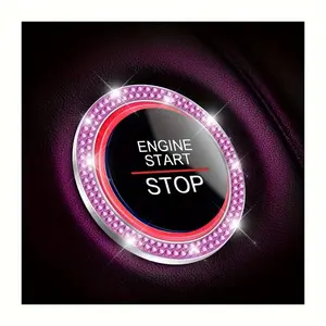 1pc Car Bling Engine Start Ring Decals, Car Push Start Button Cover, Key Ignition Knob Bling Ring, Sparkling Car Interior Accessories, Car Interior Decor For Women