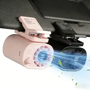 Joytutus Portable Car LCD Clip Fan 360° Rotatable 100 Speed Wind 12V USB Rechargeable 1800mAh Electric Fan Low Noise Mini Fan Clamp Anywhere Black