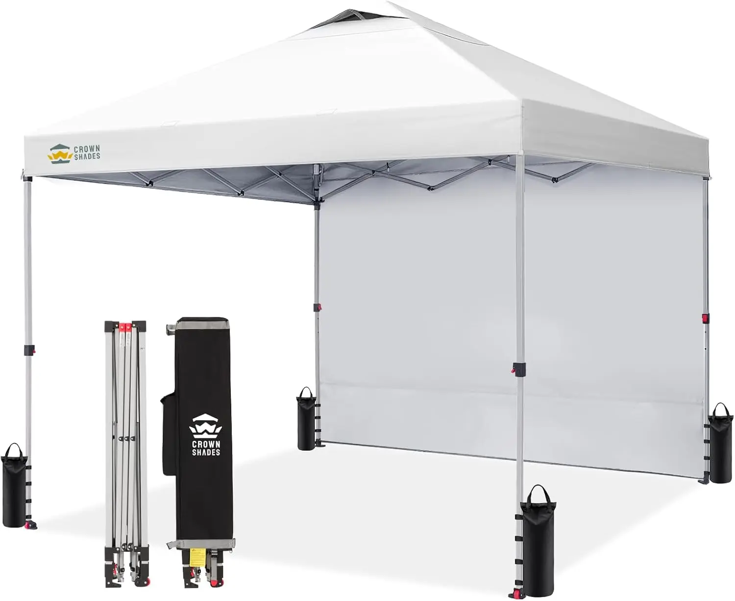 CROWN SHADES 12 x 12 Pop Up Canopy with 1 Side Wall - Beach Tent with One Push Setup - Outdoor Sun Shade for Events, Parties, Camping - Gazebo with STO-N-Go Cover Bag Portable Sunshade Shelter cool outdoor yard stuff sombr umbrellas for patio