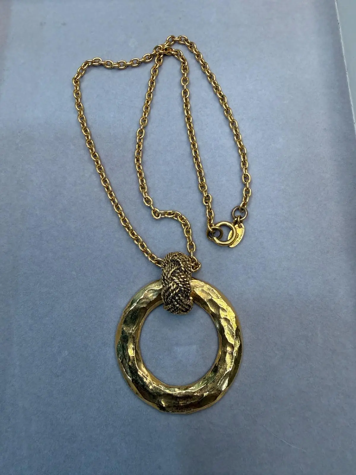 Pre-owned CHANEL Coco Mark 24k Double Chain Ring Pendant Necklace ️ $1299