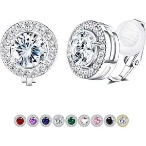 FASACCO Clip On Earrings for Women Lightweight Clip on Non Pierced Clip Earrings Crystal Wedding Formal Earrings Birthstone (With Box) Summervibes