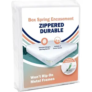 PRO Box Spring Encasement -   Against , Dust , and More - Water Resistant, MicronOne Allergen Barrier, Zip-N-Click ()