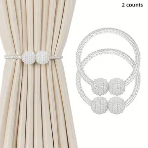 2pcs Magnetic Curtain Tiebacks Polyester Rope Holdbacks Contemporary Style Window Drapery Tie Fixer For Home Office Decor Interior Decoration Accessories Gifts Birthday Graduation