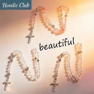 Colorful Crystal Beads Rosary Necklace with Cross Pendant, Catholic Religious Jewelry for Men & Women, Long Chain Design, Ideal Faith & Holiday Gift Artificial Christmas Folding Camping Cot Mattress Style High Carbon Steel Fruit Knife Pocket Stainless