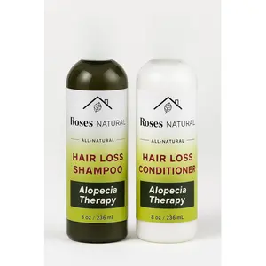 Hair Loss Shampoo & Conditioner Set, Alopecia Therapy Conditioner, 8 oz Each, Plant-based All-Natural Hair Cleanse, African Black Soap Regrowth Shampoo, Anti-Hair Loss, Made in the USA
