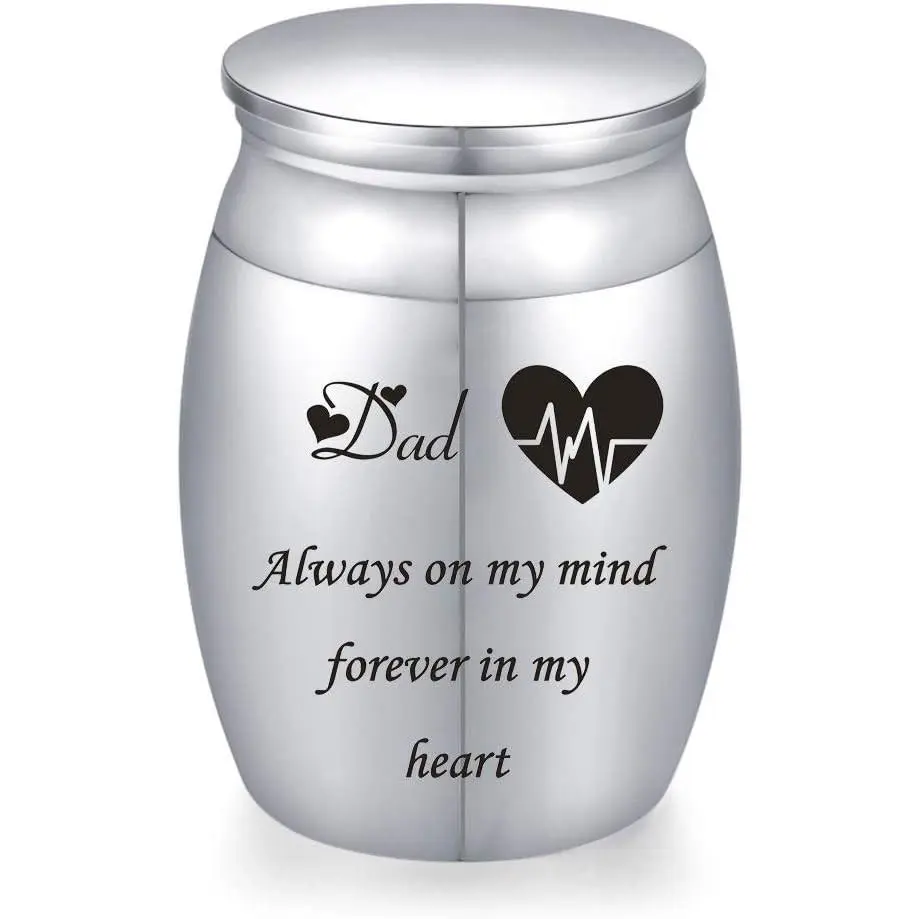 Decorative Memorial Keepsake Urns for Cremains Stainless Steel Mini 1.57 Inch High Small Funeral Urns Cremation Ashes Holder for Family Members