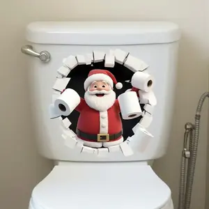 3PC Christmas Toilet Sticker – Fun Holiday Toilet Decoration, Self-Adhesive PVC, Creative Festive Stickers for Home & Gifts