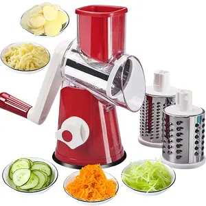 Multifunctional Vegetable Cheese Grater, 1 Set Including 1 Count Rotating Vegetable Slicer Dicer with 3 Interchangeable Blades, Kitchen Utensils & Gadgets