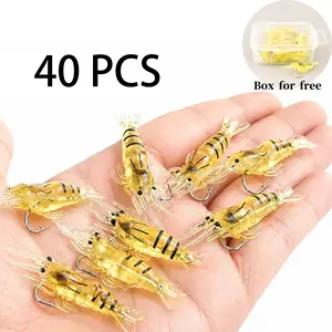 40pcs Realistic Shrimp Soft Lure for Freshwater & Saltwater Fishing, Soft Prawn Fishing Lures Simulation Lure for Trout Bass Salmon