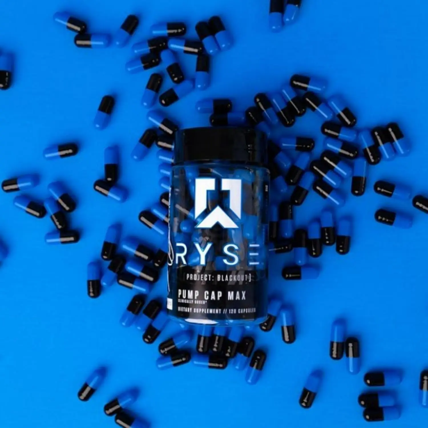 RYSE Pump Cap Max Edible Dietary Supplement - Stimulant-Free Nitric Oxide, Lean Muscle Booster, 1.5g Citrulline Blend, Betaine Nitrates for Vasodrive, Fitness Supplement, Healthcare Support, Silica-Infused, Prop 65 Safe, 120 Capsules