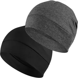 Cotton Skull Caps for Men Women,2-Pack Lightweight Beanie Sleep Hats Breathable Helmet Liner