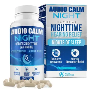 Audio Calm Night (60 Caps) | Natural Tinnitus Relief Supplement for Sleep | Eases Nighttime Ear Ringing and Hearing Discomfort | Non-Habit Forming Sleep Aid