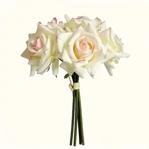 Real Touch Curly Rose Artificial Flowers, Artificial Roses, Hydrating Wedding Photography Decorations, Home Garden Balcony Tabletop Latex Flower Bouquets