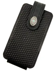 Cody James Men's Dwight Basketweave Tooled Cellphone Case - Cjasp25wt1-Blk