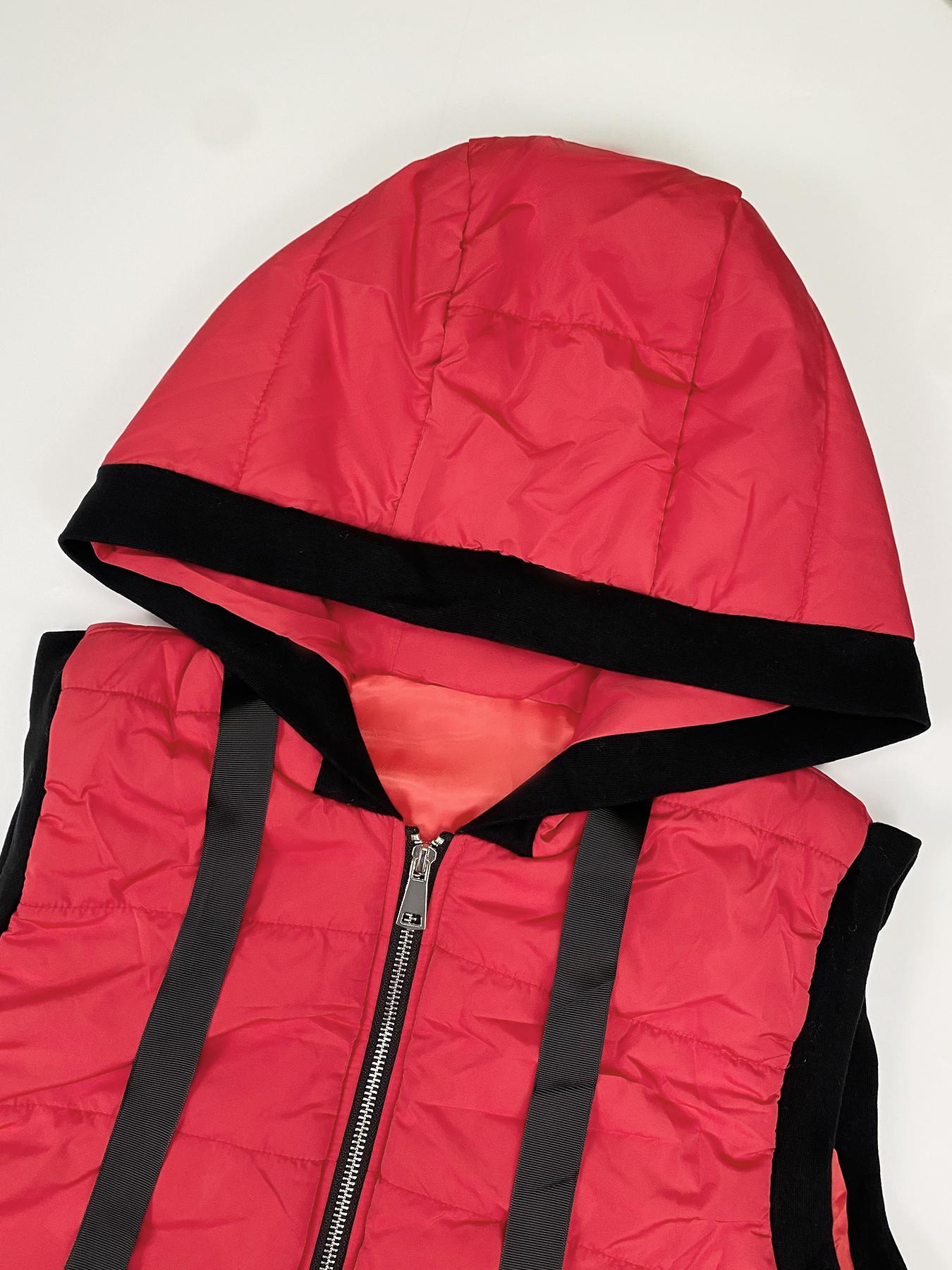 Aswulk Women Hooded Quilted Padded Vest, Thick Zip Up Sleeveless Jacket With Big Pockets, Front Short Back Long Casual Layering Gilet