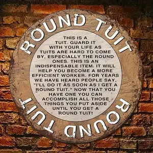 Funny Round Tuit Wall Art Sign, Wooden Home Sign, 8x8 Inch Artificial Wood Decor, Humorous Quotes, Rustic Home Kitchen Decoration, Room Decor, Home Decor Products, Easy to Hang, Signage