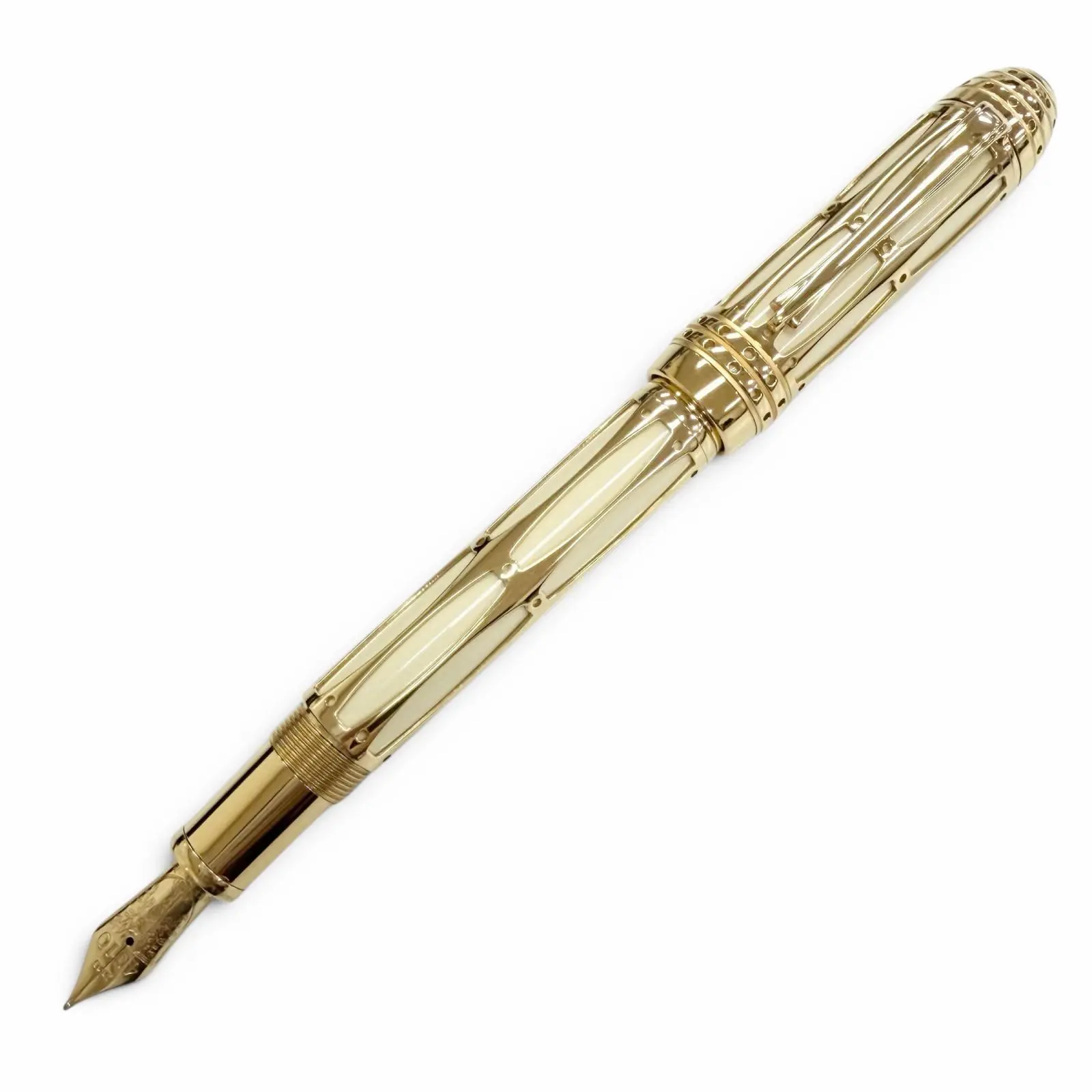 Pre-owned Montblanc 18K Yellow Gold (Au750) Small Leather Goods Patron Series Julius II Au750 fountain pen Limited