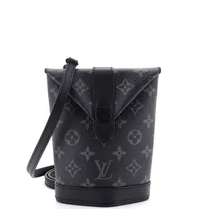 Pre-owned Louis Vuitton Canvas Coated, Leather Shoulder Bags Envelope Pouch Monogram Eclipse Canvas by Rebag