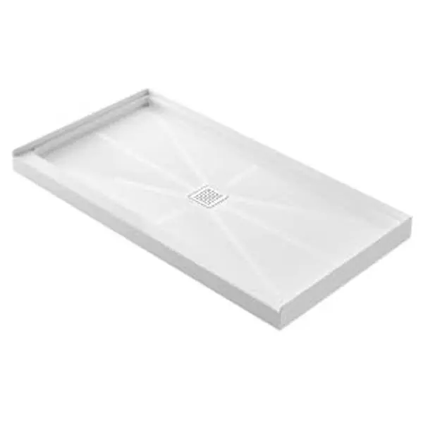 Garvee White Non-Slip Shower Base and Tray Kits with Center, Left, or Right Drain Options, Featuring 304 Stainless Steel Square or Linear Drain Covers, Single Threshold Design, Flanged Edges, Sizes 48x32 to 60x36 Inches for Bathroom Remodel