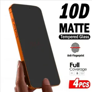 4 Pcs Matte Frosted Tempered Glass Protective Screen Protector Compatible With Smartphone IPhone 17 Pro Max 17 Air 16e 15 Pro Max 14 Plus 13 12 Mini 11 XR X XS Max, Scratch Resistant, Anti-Fingerprint, Full Cover, Anti-Glare, Accessories