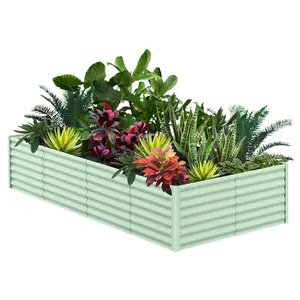 GARVEE Raised Garden Bed, 8x4x2 FT Metal Raised Garden Beds Outdoor, Rectangular Planter Box for Planting Plants, Vegetables and Flower, Green