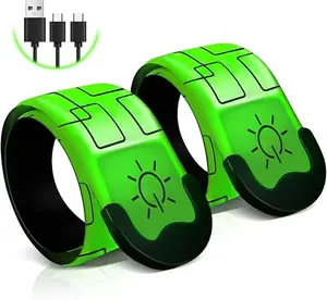LED Armband Rechargeable for Running Running Lights 2PCS High Visibility Reflective Running Gear Adjustable Light Up Arm Bands for Men Women Kids