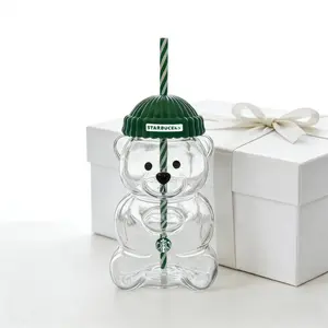 Limited Edition 2026 Starbuck Barista Bear Glass Cup Gift new Ideal for Barista lovers and Starbuck enthusiasts