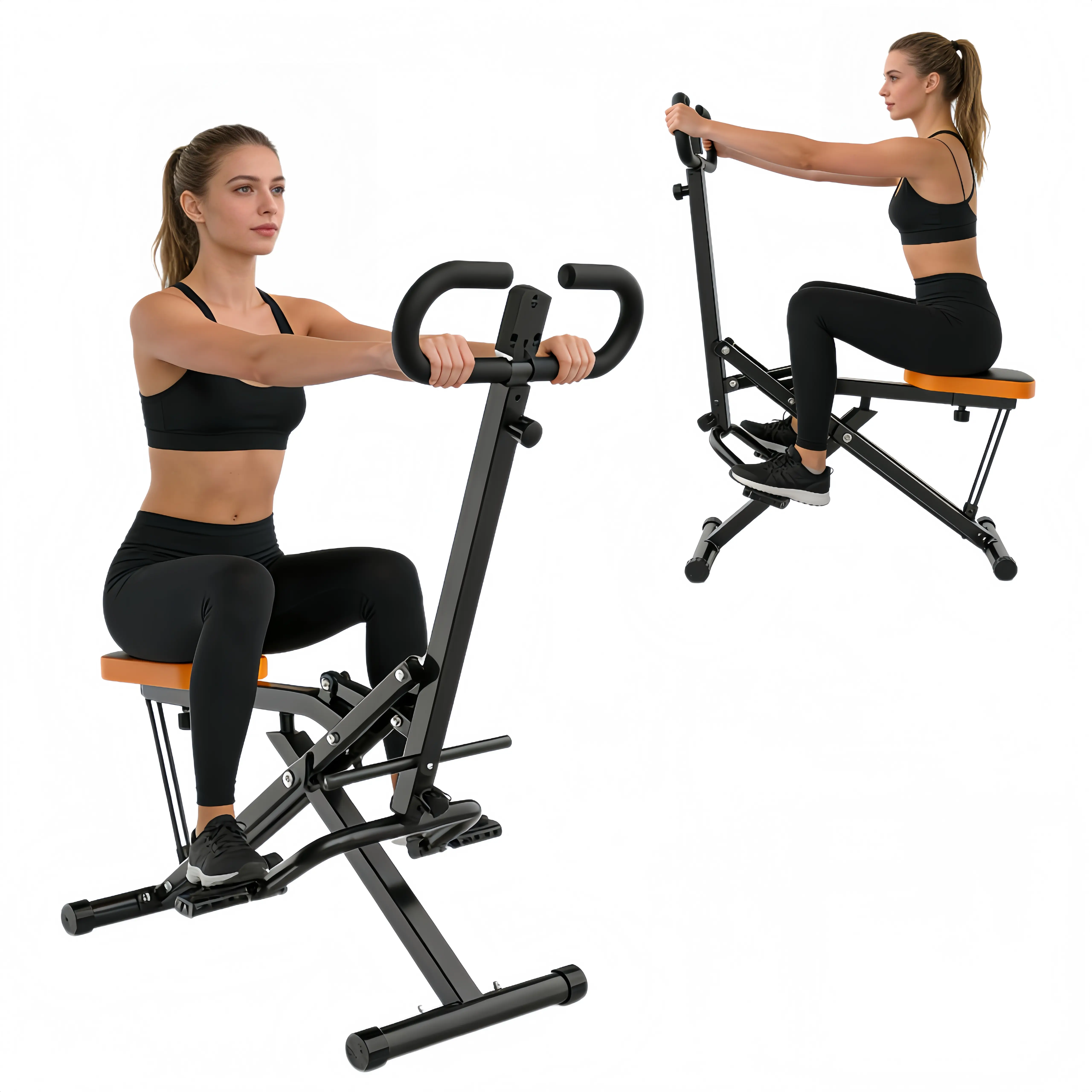 Fahuac Foldable Squat Machine for Home Gym, Height-Adjustable Full-Body Training Equipment with Durable Structure, Adjustable Resistance & LCD Monitor, Resistance Bands, Digital Display Screen