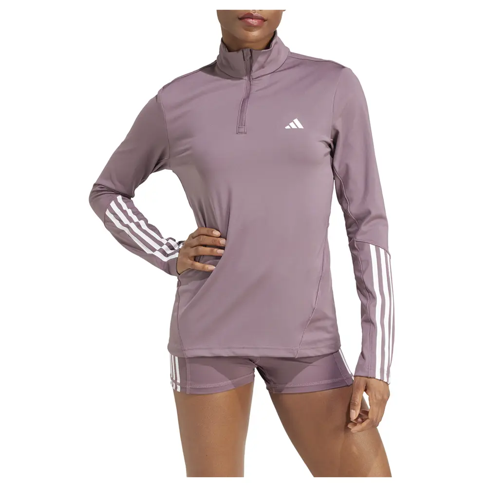 adidas Womens Hyperglam Long Sleeve Quarter Zip  Casual Tops Casual - Purple